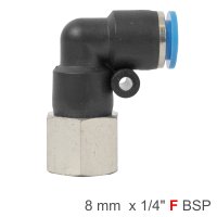 (image for) Pu Hose Fitting Elbow 8mm-1/4 F