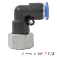 (image for) Pu Hose Fitting Elbow 8mm-3/8 F