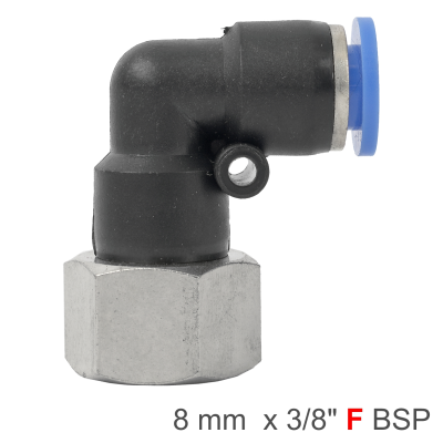 (image for) Pu Hose Fitting Elbow 8mm-3/8 F