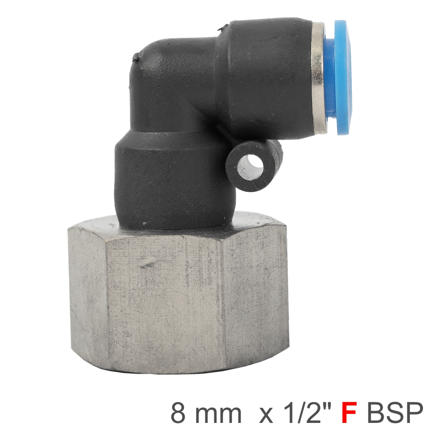 (image for) Pu Hose Fitting Elbow 8mm-1/2 F