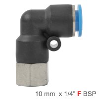 (image for) Pu Hose Fitting Elbow 10mm-1/4 F