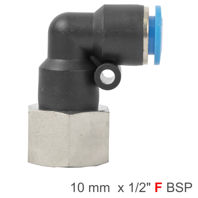 (image for) Pu Hose Fitting Elbow 10mm-1/2 F