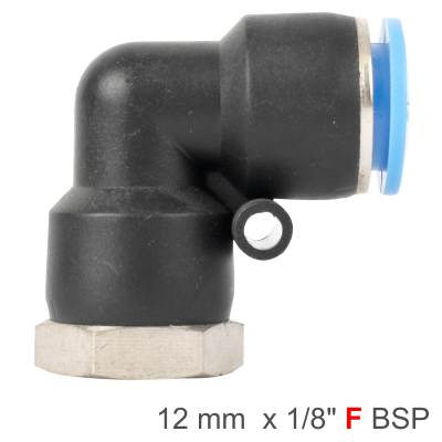 (image for) Pu Hose Fitting Elbow 12mm-1/8 F