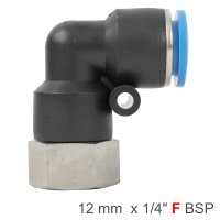 (image for) Pu Hose Fitting Elbow 12mm-1/4 F