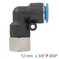 (image for) Pu Hose Fitting Elbow 12mm-3/8 F