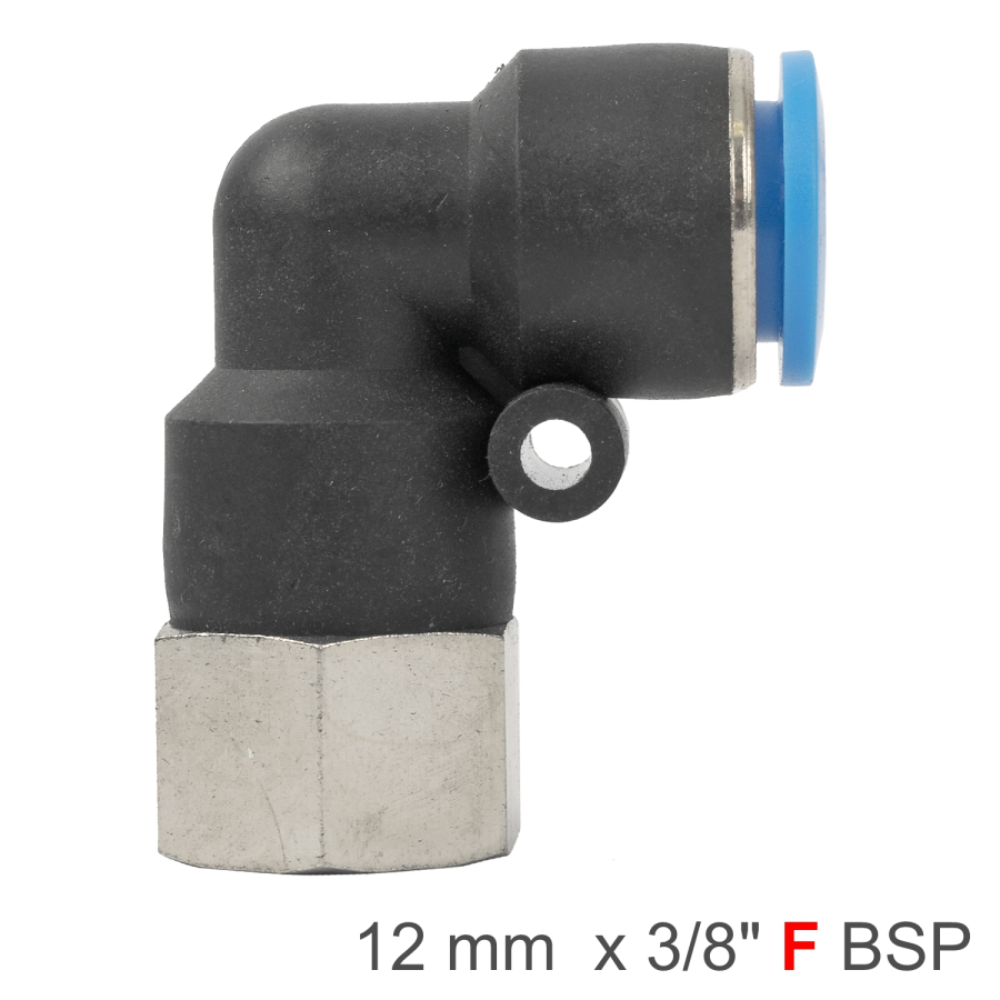 (image for) Pu Hose Fitting Elbow 12mm-3/8 F