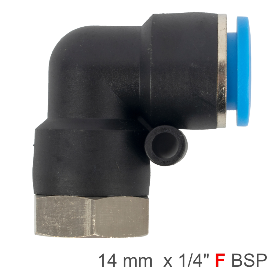 (image for) Pu Hose Fitting Elbow 14mm-1/4 F