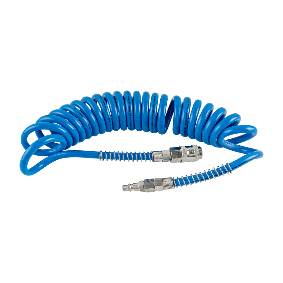(image for) Spiral Polyp Hose Blue 6.5mmx10mmx4m With Quick Couplers Bx15pu4-6,5