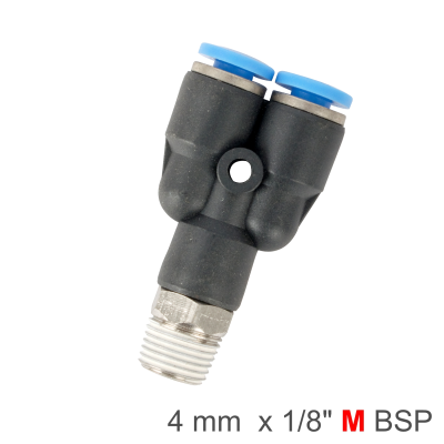(image for) Pu Hose Fitting Y Joint 4mm-1/8 M