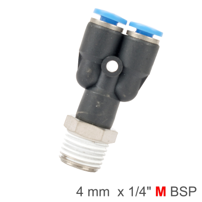 (image for) Pu Hose Fitting Y Joint 4mm-1/4 M