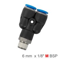 Pu Hose Fitting Y Joint 6mm-1/8 M (image for) Pu Hose Fitting Y Joint 6mm-1/8 M