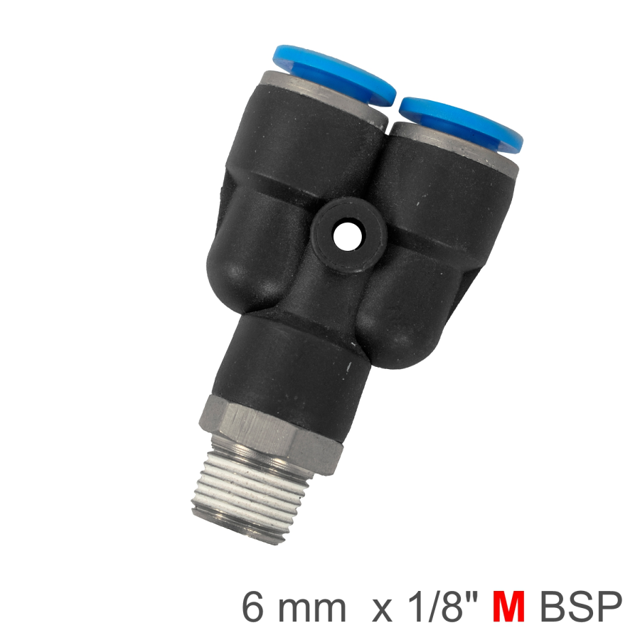 (image for) Pu Hose Fitting Y Joint 6mm-1/8 M