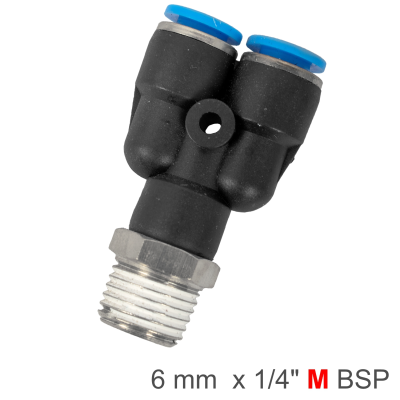 (image for) Pu Hose Fitting Y Joint 6mm-1/4 M