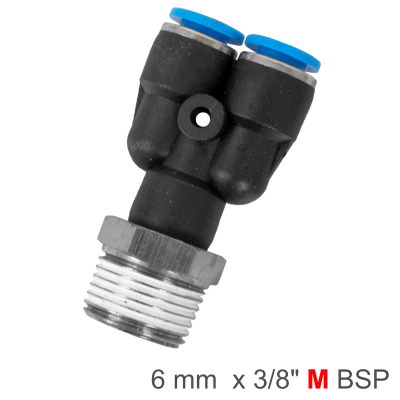 (image for) Pu Hose Fitting Y Joint 6mm-3/8 M
