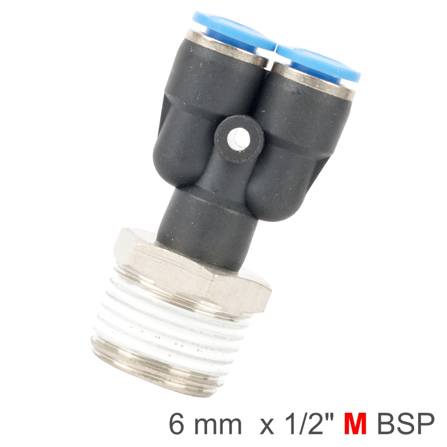 (image for) Pu Hose Fitting Y Joint 6mm-1/2 M