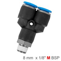 Pu Hose Fitting Y Joint 8mm-1/8 M (image for) Pu Hose Fitting Y Joint 8mm-1/8 M