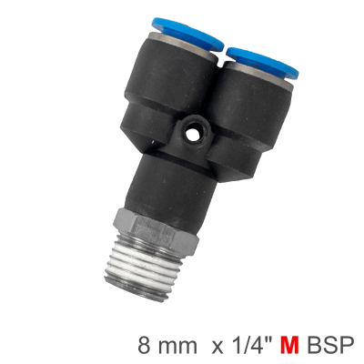 (image for) Pu Hose Fitting Y Joint 8mm-1/4 M