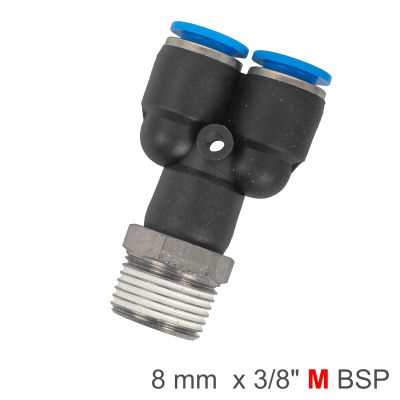 (image for) Pu Hose Fitting Y Joint 8mm-3/8 M