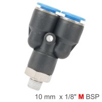 Pu Hose Fitting Y Joint 10mm-1/8 M (image for) Pu Hose Fitting Y Joint 10mm-1/8 M