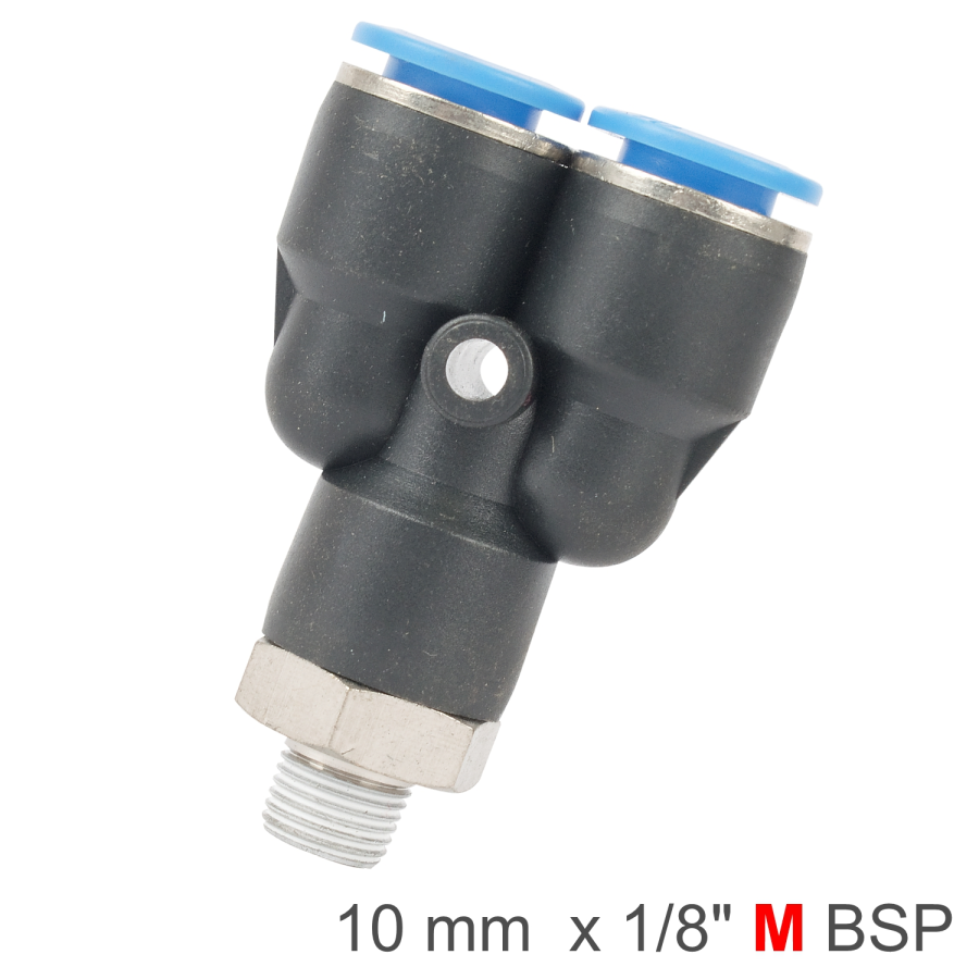 (image for) Pu Hose Fitting Y Joint 10mm-1/8 M