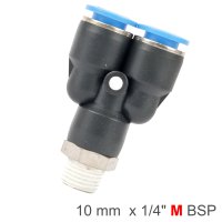 Pu Hose Fitting Y Joint 10mm-1/4 M (image for) Pu Hose Fitting Y Joint 10mm-1/4 M