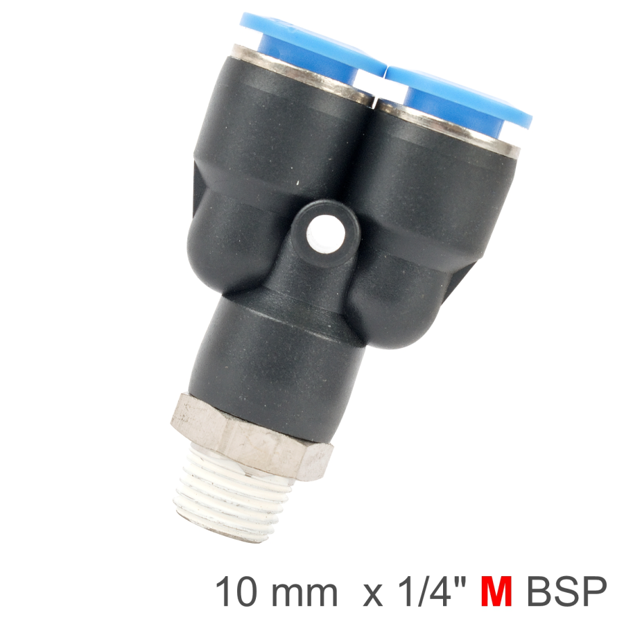 (image for) Pu Hose Fitting Y Joint 10mm-1/4 M