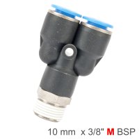 Pu Hose Fitting Y Joint 10mm-3/8 M (image for) Pu Hose Fitting Y Joint 10mm-3/8 M