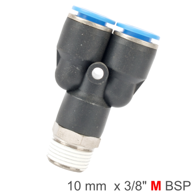 (image for) Pu Hose Fitting Y Joint 10mm-3/8 M