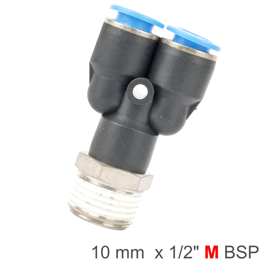 (image for) Pu Hose Fitting Y Joint 10mm-1/2 M