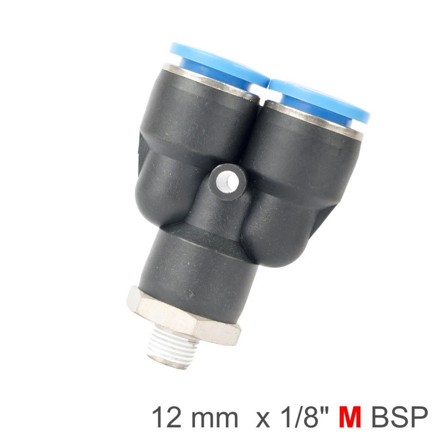 (image for) Pu Hose Fitting Y Joint 12mm-1/8 M