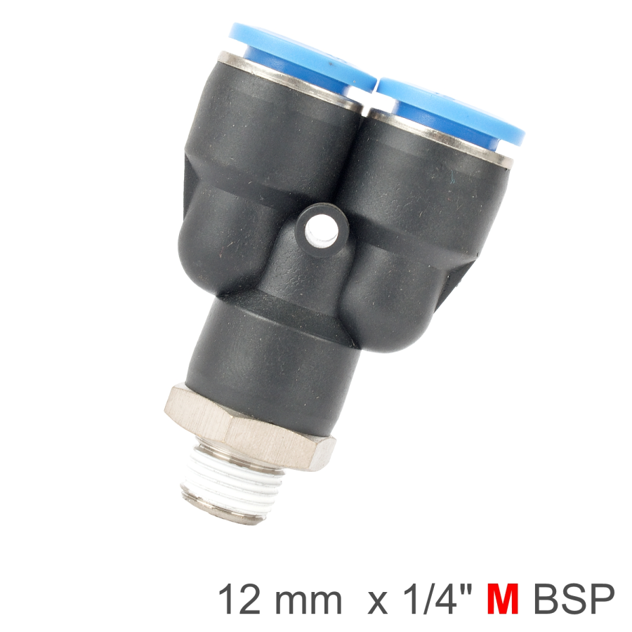 (image for) Pu Hose Fitting Y Joint 12mm-1/4 M