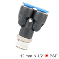 (image for) Pu Hose Fitting Y Joint 12mm-1/2 M