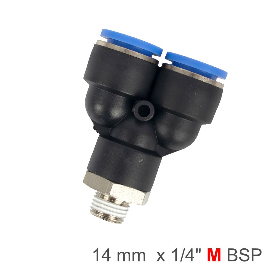 (image for) Pu Hose Fitting Y Joint 14mm-1/4 M