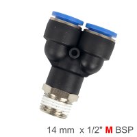 (image for) Pu Hose Fitting Y Joint 14mm-1/2 M