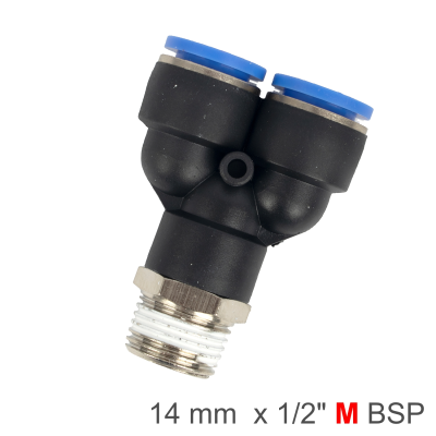 (image for) Pu Hose Fitting Y Joint 14mm-1/2 M