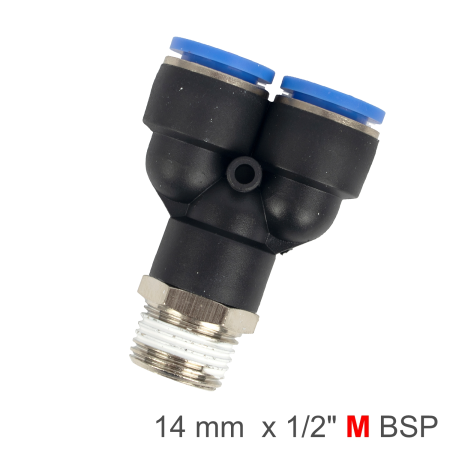 (image for) Pu Hose Fitting Y Joint 14mm-1/2 M