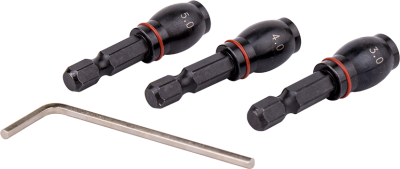 (image for) Drill Bit Adaptor Set 3pc 3.4.5mm Fem Rnd- Grub Screw Type 1/4'm Hex S