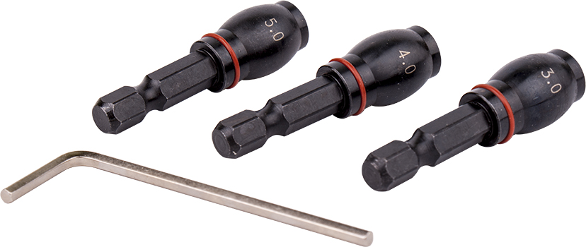 (image for) Drill Bit Adaptor Set 3pc 3.4.5mm Fem Rnd- Grub Screw Type 1/4'm Hex S