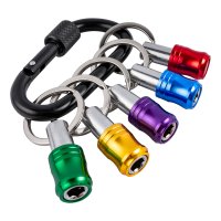 (image for) 5pc Quick Release Bit Holder Set On Carabiner Clip