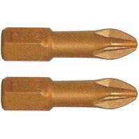 (image for) Pozi 2 X 25mm Insert Bit Torsion Tin Coated 2pce Pz2