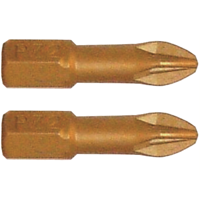 (image for) Pozi 2 X 25mm Insert Bit Torsion Tin Coated 2pce Pz2