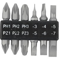 (image for) 6pc 45mm Double End Bit Set Ph1,2,3 Pz1,2,3 Sl3,4,5,6,7mm