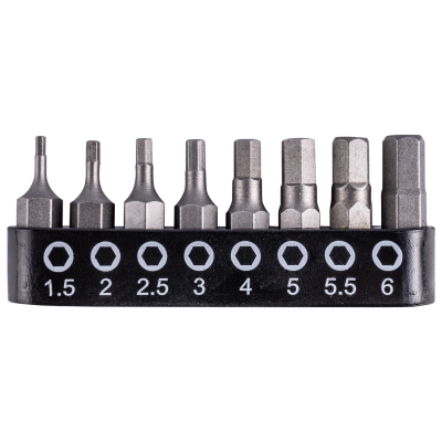 (image for) Insert Bit Set 8pce Hex H1.5 - H6 25mm Allen Size1.5 2 2.5 3 4 5 5.5 6