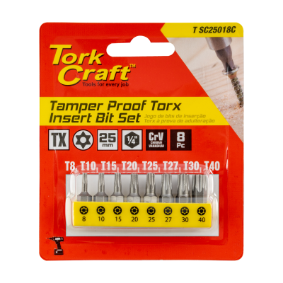 (image for) Insert Bit Set 8pce Torx Tamper Resistant Tx 8 10 15 20 25 27 30 40