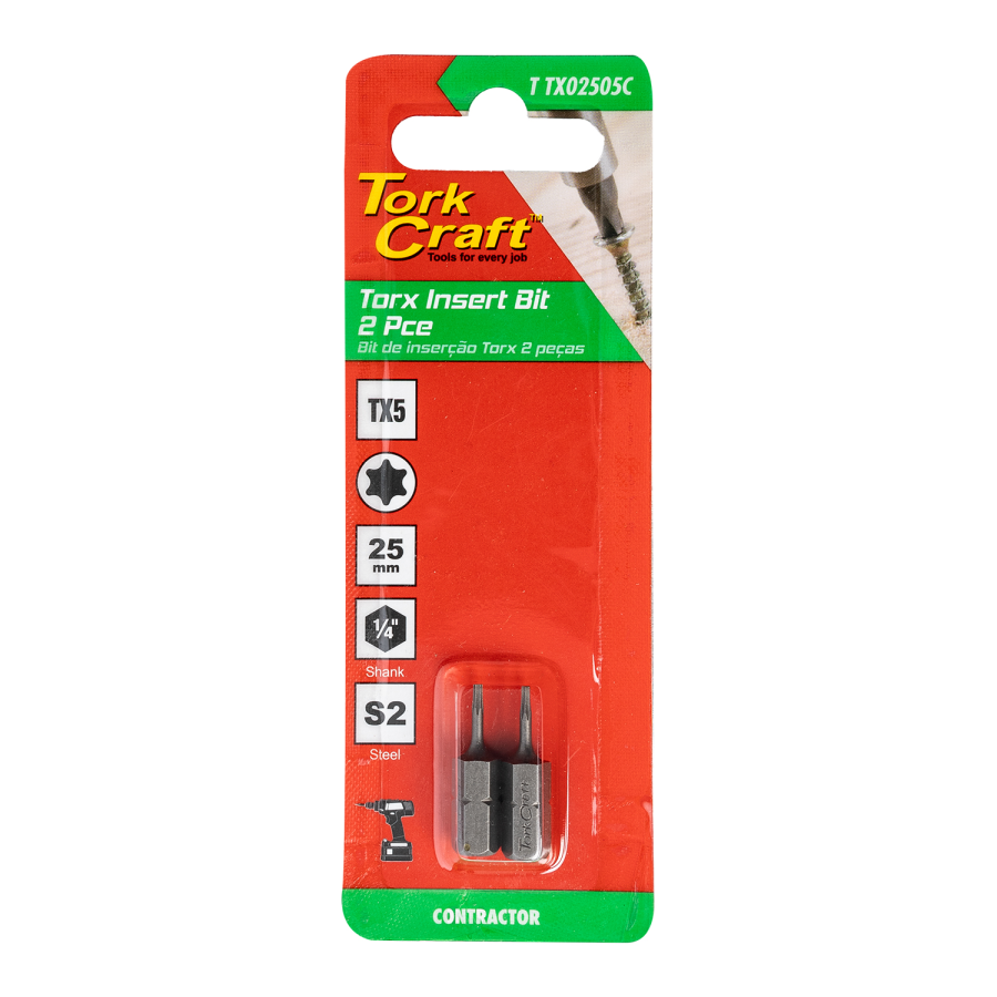 (image for) Torx Tx 5 Classic Insert Bit 25mm 2pc Carded