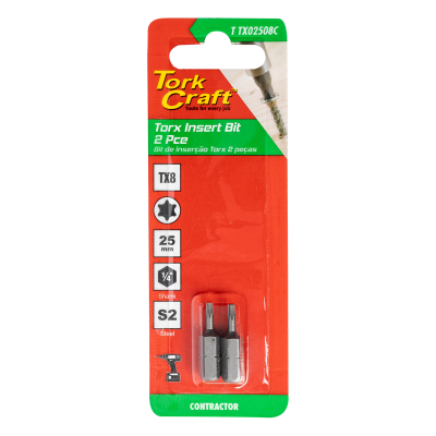 (image for) Torx Tx 8 Classic Insert Bit 25mm 2pc Carded