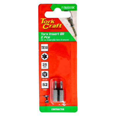 (image for) Torx Tx 10 Classic Insert Bit 25mm 2pc Carded