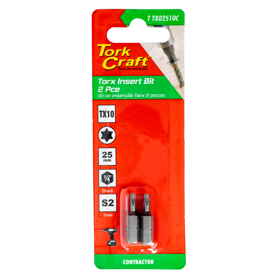 (image for) Torx Tx 10 Classic Insert Bit 25mm 2pc Carded