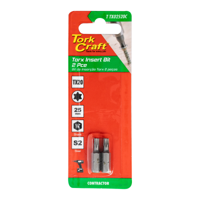(image for) Torx Tx 20 Classic Insert Bit 25mm 2pc Carded