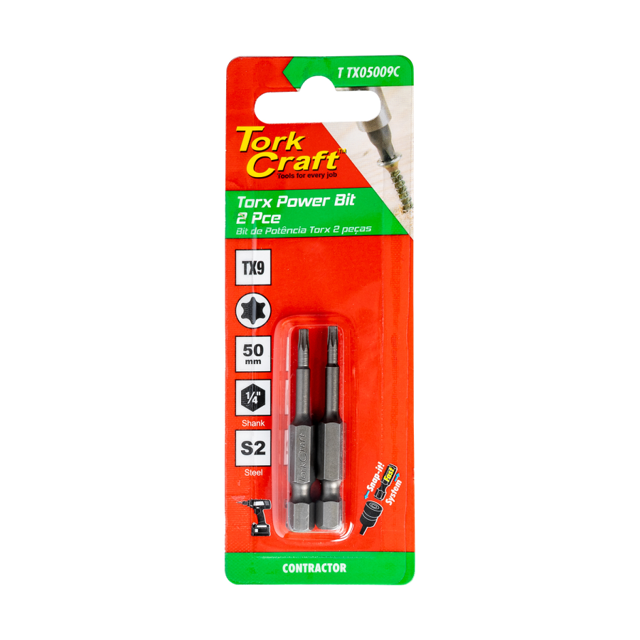 (image for) Torx Tx 9 Classic Power Bit 50mm 2pc Carded